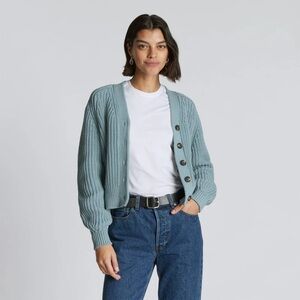 Everlane The Texture Cotton Cardigan in Blue Shadow